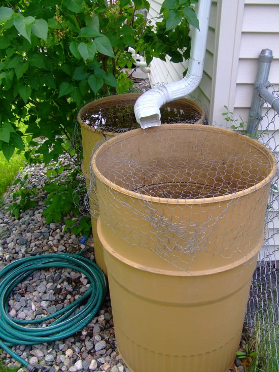 Rain barrels with gravity feed for easy use. Rain barrels with gravity feed for easy use.