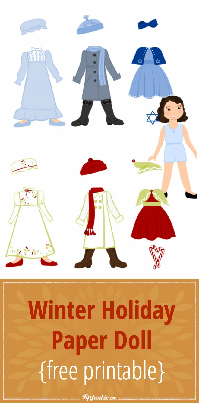 Winter Holiday Paper Doll Printable {free printable}