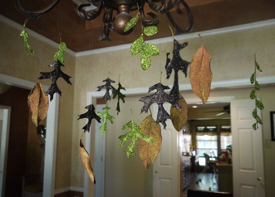glittered leaves