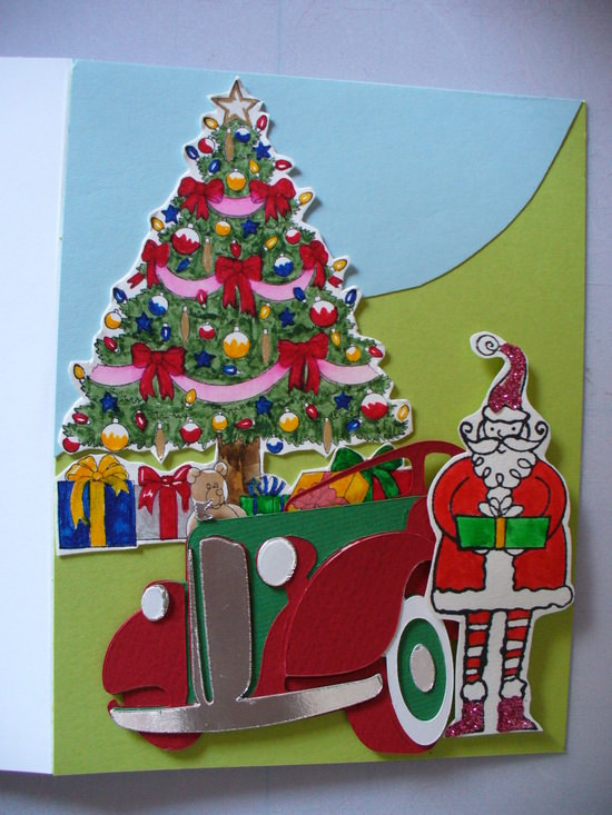 Tree car Santa card