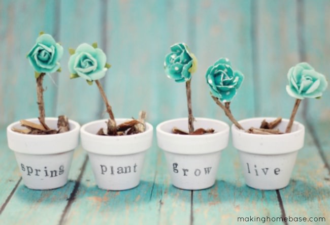Spring Mini Potted Plants Stamped