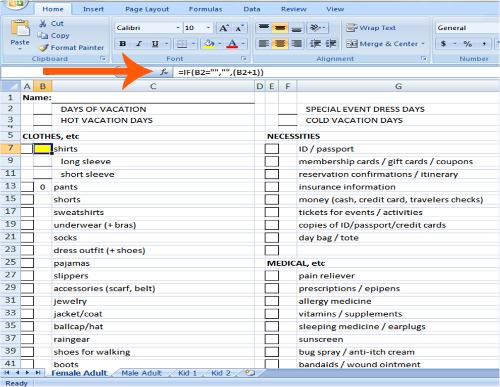 customizable packing list