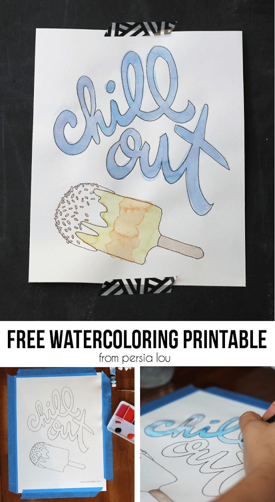 Free Watercoloring Printable Chill Out Popsicle by Persia Lou