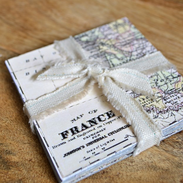Vintage French Map Coasters Tip Junkie