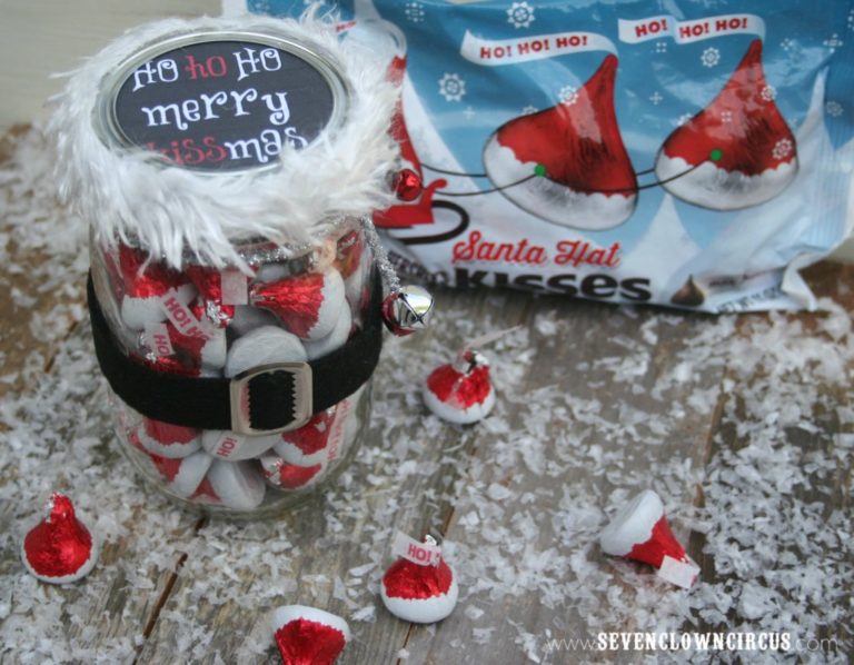 Santa Hershey Kisses for Mason Jar Homemade Gift