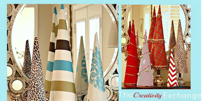 Easy Fabric Covered Poster Board Christmas Tree Cones