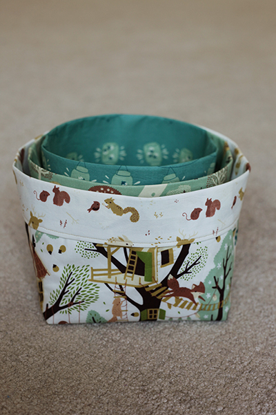 free fabric bins sewing pattern by Christina McKinney three sizes