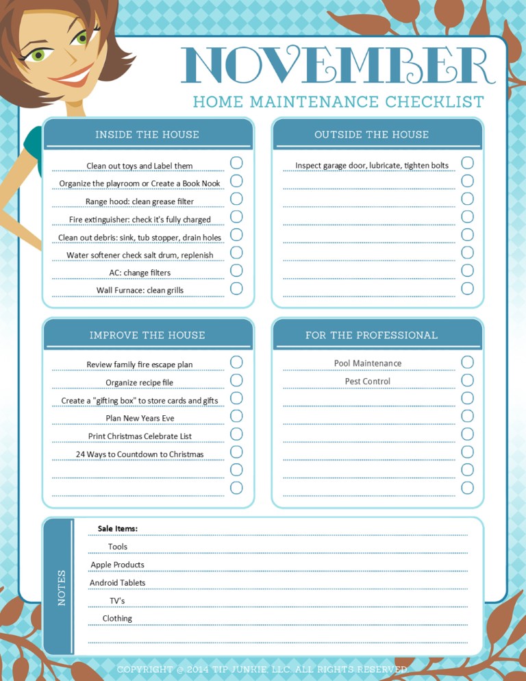 November Organization and Home Repair Checklist