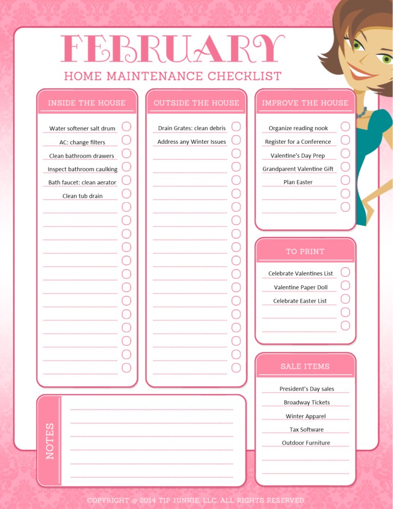 February Organization and Home Repair Checklist