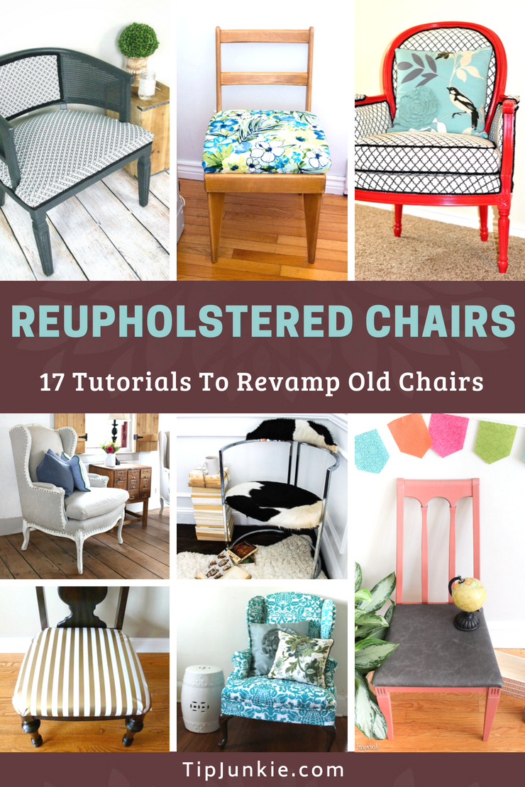Amazing!! 17 thrifty reupholstered chair projects in different of materials. Time to DIY my old furniture. {giggle}