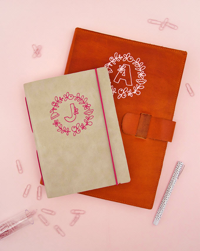 DIY Monogram Leather Notebook With Free SVGs DIY Monogram Leather Notebook With Free SVGs