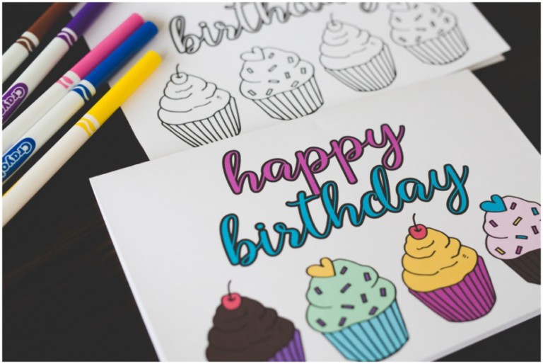 Free Printable Coloring Birthday Card Free Printable Coloring Birthday Card