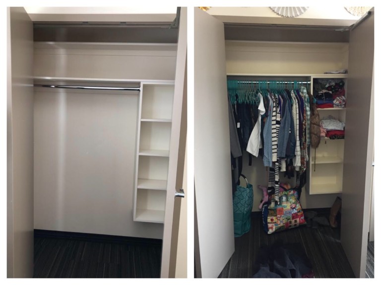 Closet at Centre Square Dorm at BYU Idaho