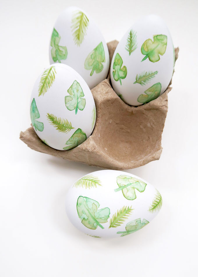 painted eggs with leaves painted eggs with leaves