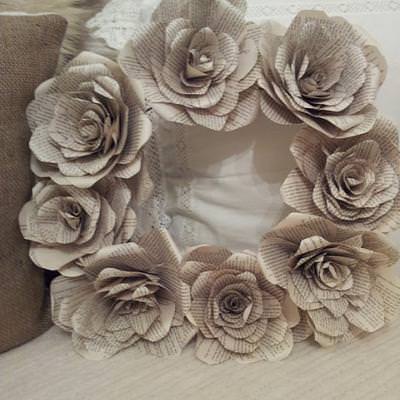 book page flower wreath