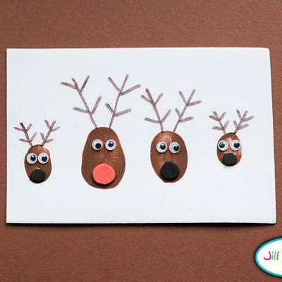 reindeer christmas thumbprint cards card prints finger homemade crafts diy fingerprint easy xmas tipjunkie craft cute tutorial holiday natal noel