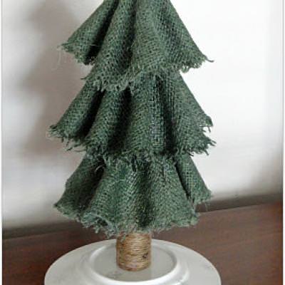 Make a burlap christmas tree using fabric stiffener