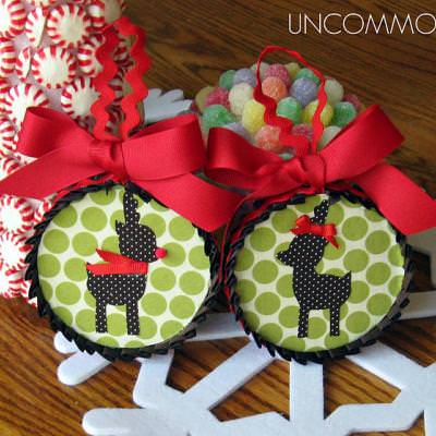 Mr. and Mrs. Reindeer Fabric Ornaments {tutorial}