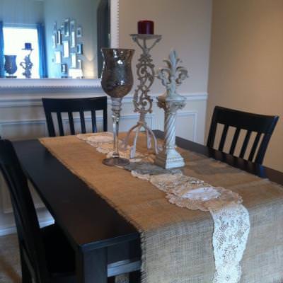 Burlap and Lace Doily Table Runner
