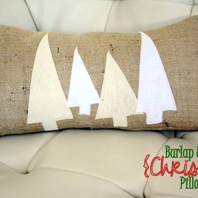 Burlap & Felt Christmas Tree Pillow
