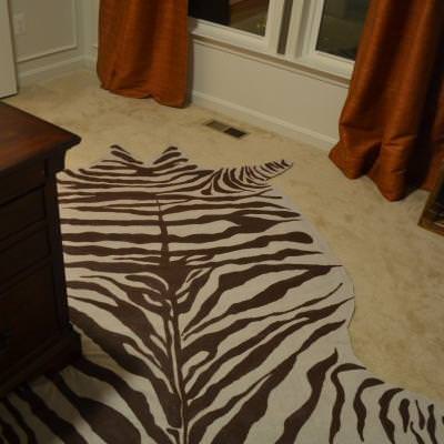 DIY Faux Zebra hide rug from drop cloth
