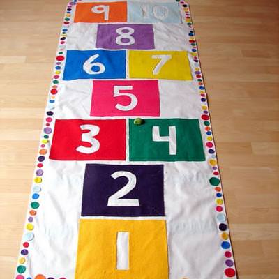 DIY Indoor Hopscotch Mat {No-Sew}