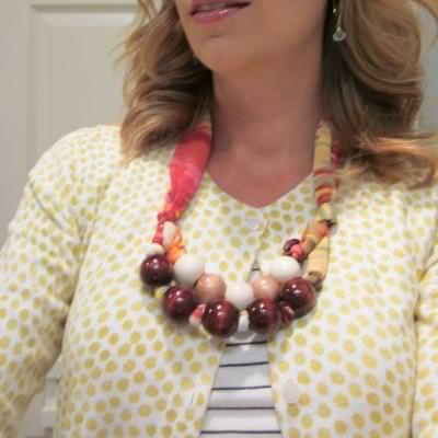 Fabric and Wood Bead Necklace {Tutorial}
