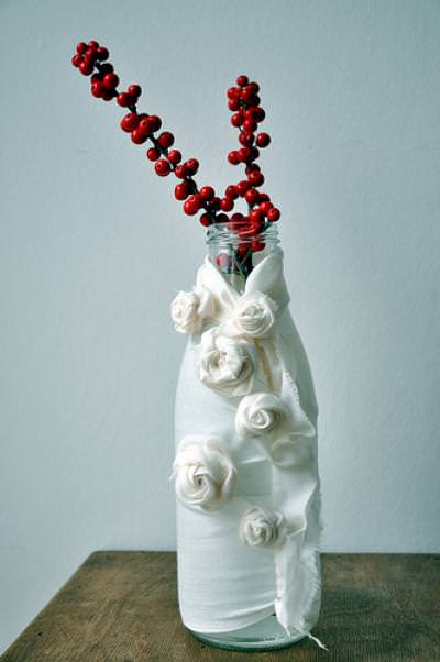 Fabric Flower Vase with Berries