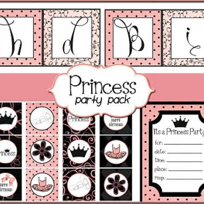 Black and Pink Princess Party Printables