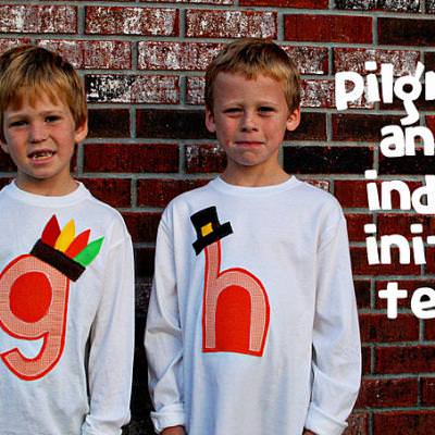 Pilgrim and Indian Initial Tees