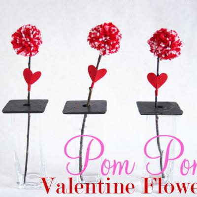 DIY Valentine Pom Pom Flowers